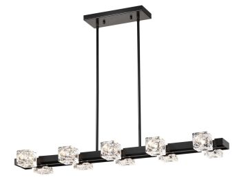 Rectangle Chandelier for Dining Room, 8-Light Black Farmhouse Linear Pendant Light Fixture, Modern Crystal Hanging Lighting Chandelier for Lobby Rectangle Chandelier for Dining Room, 8-Light Black Farmhouse Linear Pendant Light Fixture, Modern Crystal Hanging Lighting Chandelier for Lobby