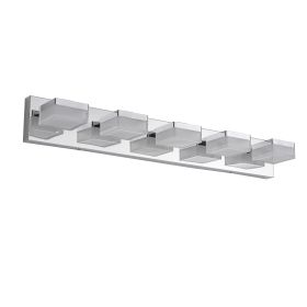 Modern Chrome LED Vanity Light, 5-Lights Wall Sconce for Bathroom and Mirror, Sleek Minimalist Design, Energy-Efficient, Easy to Install
