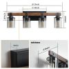 27" Rustic 4-Light Vanity Light, Industrial Bathroom Wall Sconce with Glass Shades and Wood Accent, Modern Farmhouse Lighting Fixture (No Bulbs)