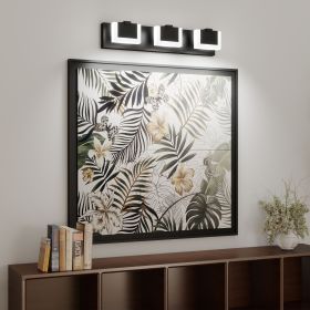 3 Lights Modern Black Vanity Light Up and Down Black LED Vanity Light Fixtures Bathroom Wall Light Over Mirror 6000K