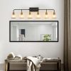 48" Modern 6-Light Vanity Wall Sconce - Black and Gold Bathroom Light Fixture with Clear Glass Shades, Industrial Wall Mounted Lamp for Mirror, Vanity