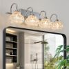 23" Nickel Finish Vintage Crystal Vanity Light - Elegant 4-Light Bathroom Mirror Fixture with Clear Glass Shades (No Bulbs)