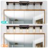 42" Rustic 6-Light Vanity Light, Industrial Bathroom Wall Sconce with Glass Shades and Wood Accent, Modern Farmhouse Lighting Fixture (No Bulbs)