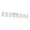 8-Light Bathroom Light Fixtures, 52inch Nickel Vanity Light with Milky White Glass Shade, Modern Bathroom Wall Lights Over Mirror