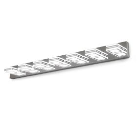 45" Modern Chrome 7-Light LED Vanity Light, Square Acrylic Lampshades Wall Mount Fixture for Bathroom, Mirror Lighting