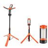 LED Work Light with Stand, 8Ah, Rechargeable Cordless Camping Light, with 3 Lamp Heads, Detachable Tripod Stand, 2200 Lumens 3000K-6500K Dimmable