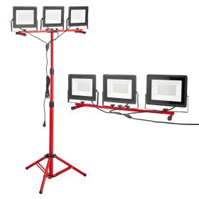 LED Work Light with Stand, 21000 Lumens, Three-Head Portable Camping Light with Individual Switch, Tripod Stand, 10.83 ft Power Cord