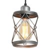 Industrial Pendant Lighting for Kitchen Island, Rustic Mini Cage Pendant Light, Farmhouse Pendant Lamp with Silver Grey[Unable ship weekends