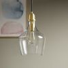 Bell Shaped Hanging Glass Pendant Light Gold/Clear Dia.9"