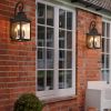 23"(H) 2-Pack Outdoor Wall Lantern Light â€“ Vintage Black Metal Sconce with Clear Seeded Glass for Porch, Patio, and Garden (Bulb Not Included)