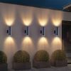 Modern Outdoor Porch Light Patio Light in 2 Lights with Aluminum Cylinder and Tempered Glass Cover Waterproof Wall Sconce 4 Pack (Matte Black)