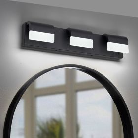 LED Contemporary Vanity Lights Fixture Bathroom Wall Light Over Mirror Matt Black 3 Lights Dimmable