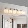 38" Bathroom Vanity Light, 6-Light Nickel Vanity Lights for Bathroom, Wall Sconce Lighting with Milky White Glass Shade, Wall Lights