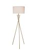 64.5" Tall "Ester" Mid-Century Metal Floor Lamp, Hourglass Design, Matte Gold