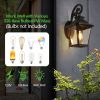 14" Outdoor Wall Lanterns 2-Pack, Black Waterproof Wall Sconce with Clear Glass Panels, Vintage Exterior Light Fixture for Porch, Patio, Garden