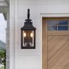 23"(H) 1-Pack Outdoor Wall Lantern Light â€“ Vintage Black Metal Sconce with Clear Seeded Glass for Porch, Patio, and Garden (Bulb Not Included)