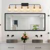 48" Modern 6-Light Vanity Wall Sconce - Black and Gold Bathroom Light Fixture with Clear Glass Shades, Industrial Wall Mounted Lamp for Mirror, Vanity