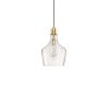 Bell Shaped Hanging Glass Pendant Light Gold/Clear Dia.9"
