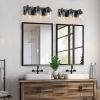 3 Light Bathroom Vanity Light, Matte Black Bathroom Light Fixtures with Clear Glass Shade