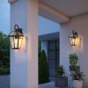 10" 2pcs Outdoor Wall Lanterns, Black Finish Weatherproof Wall Sconce with Clear Glass Panels, Vintage Exterior Light Fixtures for Porch, Patio