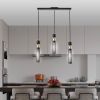 25" Modern Black and Gold 3-Light Pendant Chandelier, Adjustable Hanging Lights with Cylindrical Mesh Shades, E26 Base, Ideal for Dining Room