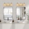 17" Modern Crystal Bathroom Vanity Light, 3-Light Golden Wall Sconce with Clear Glass Shade, Elegant Wall Mount Lighting for Bathroom, Powder Room