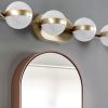 43" Gold Minimalist LED Bathroom Vanity Light with Crystal Sand Acrylic Shades, 6-Light Wall Mounted Decorative Lighting Fixture