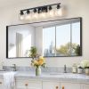 37" Modern 6-Light Bathroom Vanity Light Fixture - Black Finish with Clear Glass Shades, Perfect for Bathroom, Vanity