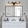 23" Retro 4-Light Bathroom Vanity Light Fixture - Black Finish with Crystal Glass Shades, Wall Mounted Lighting for Bathroom, Powder Room