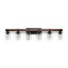 42" Rustic 6-Light Vanity Light, Industrial Bathroom Wall Sconce with Glass Shades and Wood Accent, Modern Farmhouse Lighting Fixture (No Bulbs)