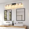 48" Modern 6-Light Vanity Wall Sconce - Black and Gold Bathroom Light Fixture with Clear Glass Shades, Industrial Wall Mounted Lamp for Mirror, Vanity
