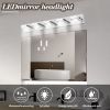 32" Modern Chrome 5-Light LED Vanity Light, Square Acrylic Lampshades Wall Mount Fixture for Bathroom, Mirror Lighting