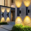 Modern Outdoor Porch Light Patio Light in 2 Lights with Aluminum Cylinder and Tempered Glass Cover Waterproof Wall Sconce 4 Pack (Matte Black)