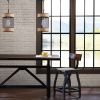 Natural Rope and Metal Mesh Cylinder Pendant