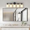 31" Modern 5-Light Vanity Bathroom Mirror Light, Frosted White Glass with Black Iron Frame, Contemporary Wall Sconce for Bedroom, Bathroom