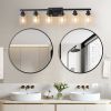 37" Modern 6-Light Bathroom Vanity Light Fixture - Black Finish with Clear Glass Shades, Perfect for Bathroom, Vanity