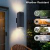 Modern Outdoor Porch Light Patio Light in 2 Lights with Aluminum Rectangular Tube and Tempered Glass Cover Waterproof Wall Sconce 4 Pack (Matte Black)