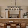 34-Inch Black Industrial Pendant Light with 5 E26 Bulb Sockets, Adjustable Chain Height â€“ Modern Farmhouse Linear Chandelier for Dining Room