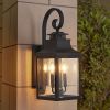 23"(H) 2-Pack Outdoor Wall Lantern Light â€“ Vintage Black Metal Sconce with Clear Seeded Glass for Porch, Patio, and Garden (Bulb Not Included)