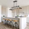 34-Inch Black Industrial Pendant Light with 5 E26 Bulb Sockets, Adjustable Chain Height â€“ Modern Farmhouse Linear Chandelier for Dining Room