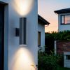 18" Modern Outdoor Porch Light Patio Light in 2 Lights with Aluminum Cylinder and Tempered Glass Cover Waterproof Wall Sconce 2 Pack (Matte Black)