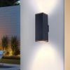 mirrea Modern Outdoor Porch Light Patio Light in 2 Lights with Aluminum Rectangular Tube and Tempered Glass Cover Waterproof Wall Sconce 2 Pack (Matte