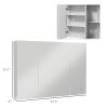 Bathroom Mirror Cabinet with Light, Bathroom Storage Cupboard with USB Charge, Adjustable Shelf, 35.5"W x 25.5"H, White