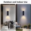 Modern Outdoor Porch Light Patio Light in 2 Lights with Aluminum Rectangular Tube and Tempered Glass Cover Waterproof Wall Sconce 4 Pack (Matte Black)