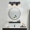 3 Light Bathroom Vanity Light, Matte Black Bathroom Light Fixtures with Clear Glass Shade