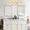 29" Modern Crystal Bathroom Vanity Light, 5-Light Golden Wall Sconce with Clear Glass Shade, Elegant Wall Mount Lighting for Bathroom, Powder Room