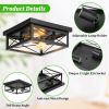 2-Light Industrial Square Flush Mount Ceiling Light, Farmhouse Ceiling Light Fixture for Kitchen