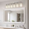 39" Modern 6-Light Vanity Wall Sconce, Brushed Nickel Finish with Frosted Glass Shades for Bathroom or Hallway Lighting (No Bulbs)