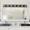 45" Modern Black 7-Light LED Vanity Light, Square Acrylic Lampshades Wall Mount Fixture for Bathroom, Mirror Lighting