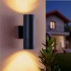 Modern Outdoor Porch Light Patio Light in 2 Lights with Aluminum Cylinder and Tempered Glass Cover Waterproof Wall Sconce 2 Pack (Matte Black)